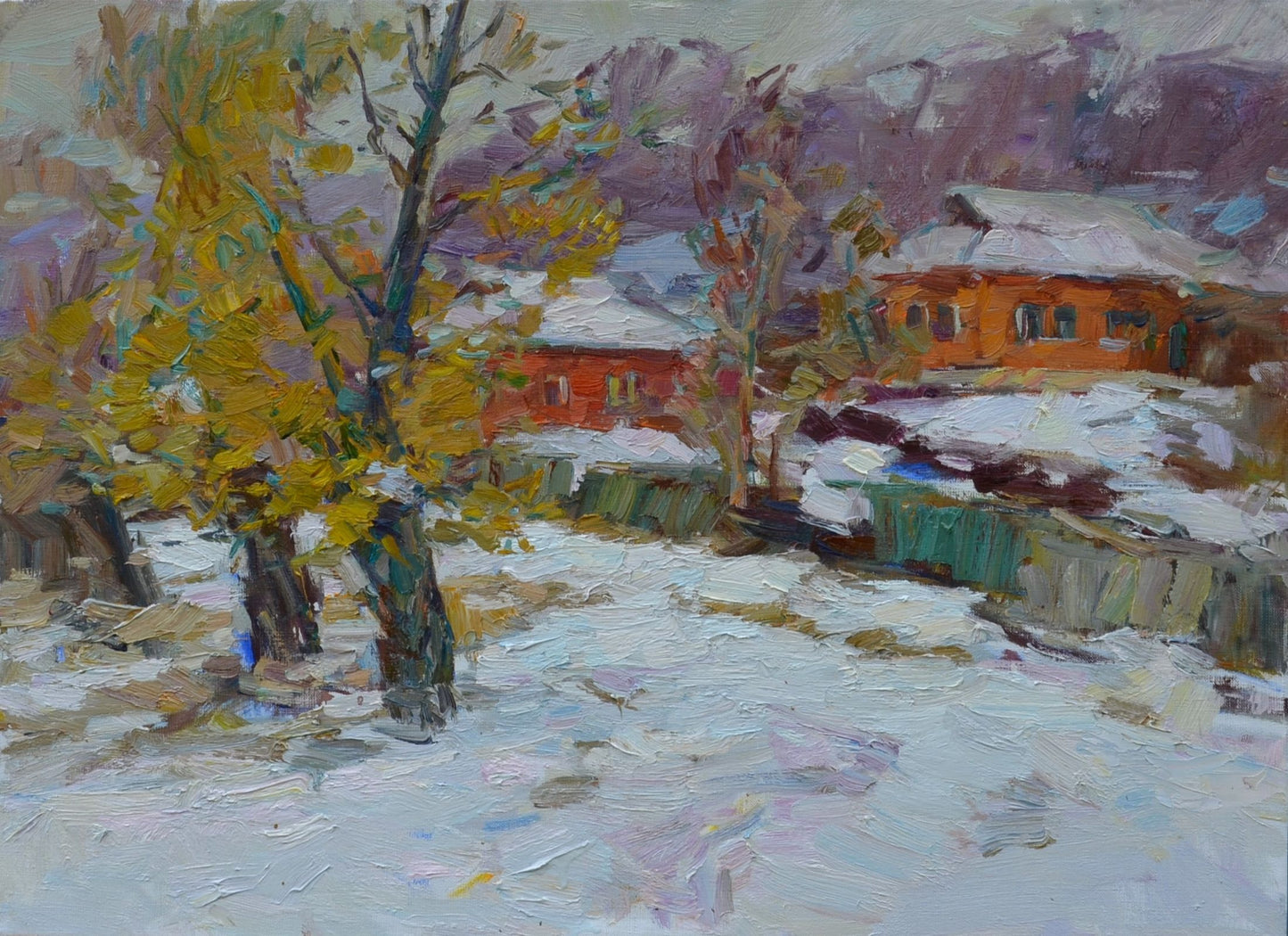 Oli painting Houses on the hill Pereta Vyacheslav