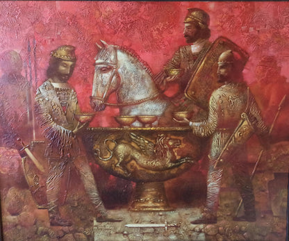 Abstract oil painting Scythian legend Anatoly Borisovich Tarabanov