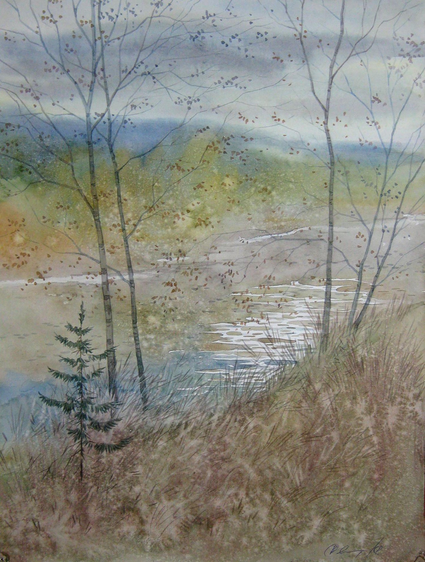 Watercolor painting Last days of October Savenets Valery