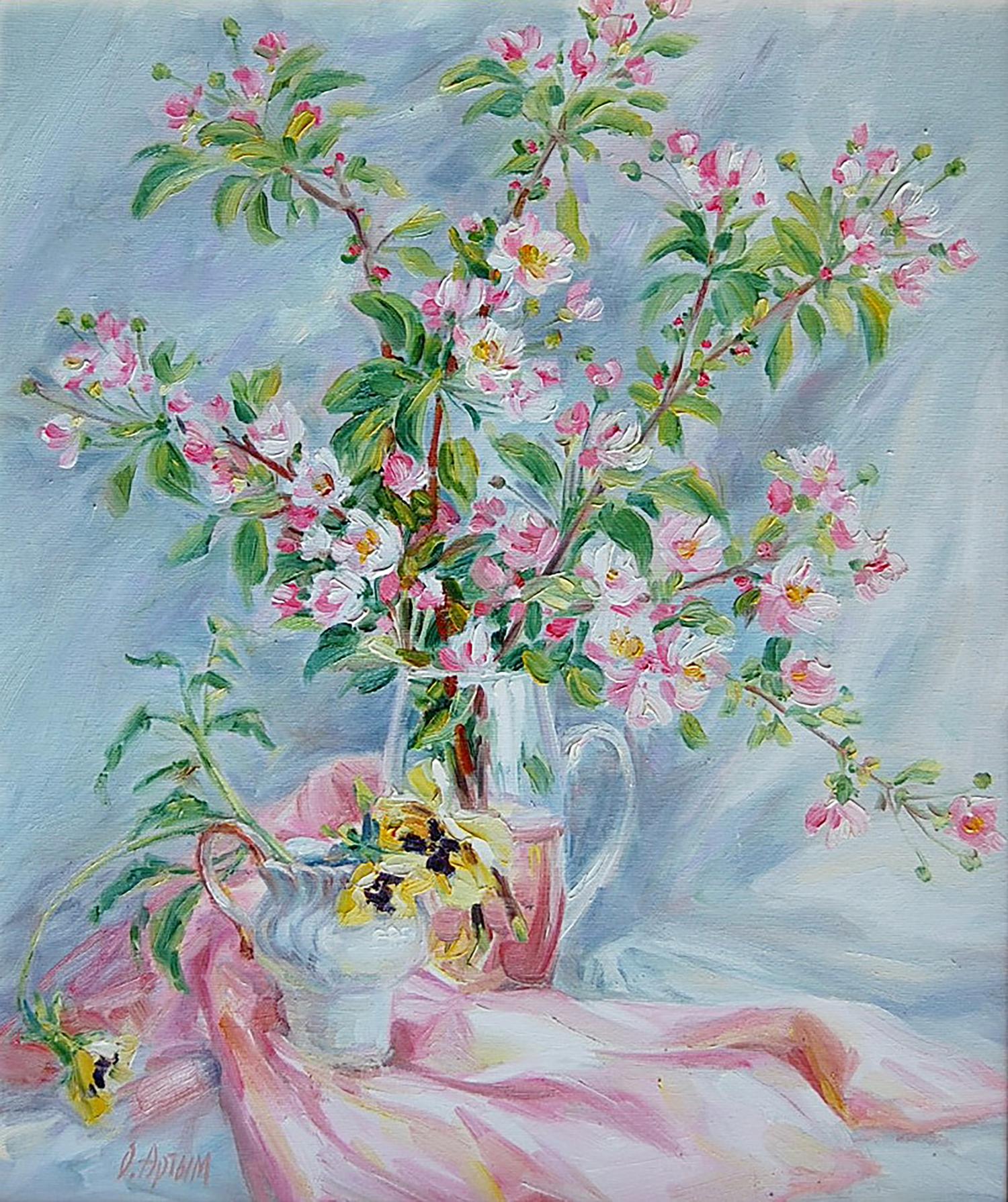 Oil painting Blossoming apple tree Artim Olga