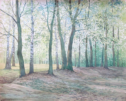 Watercolor painting Blooming forest in spring Valery Savenets