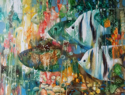 Abstract oil painting Fishes Anatoly Borisovich Tarabanov
