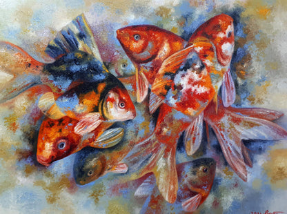 Oil painting Seven goldfish Sergey Voichenko