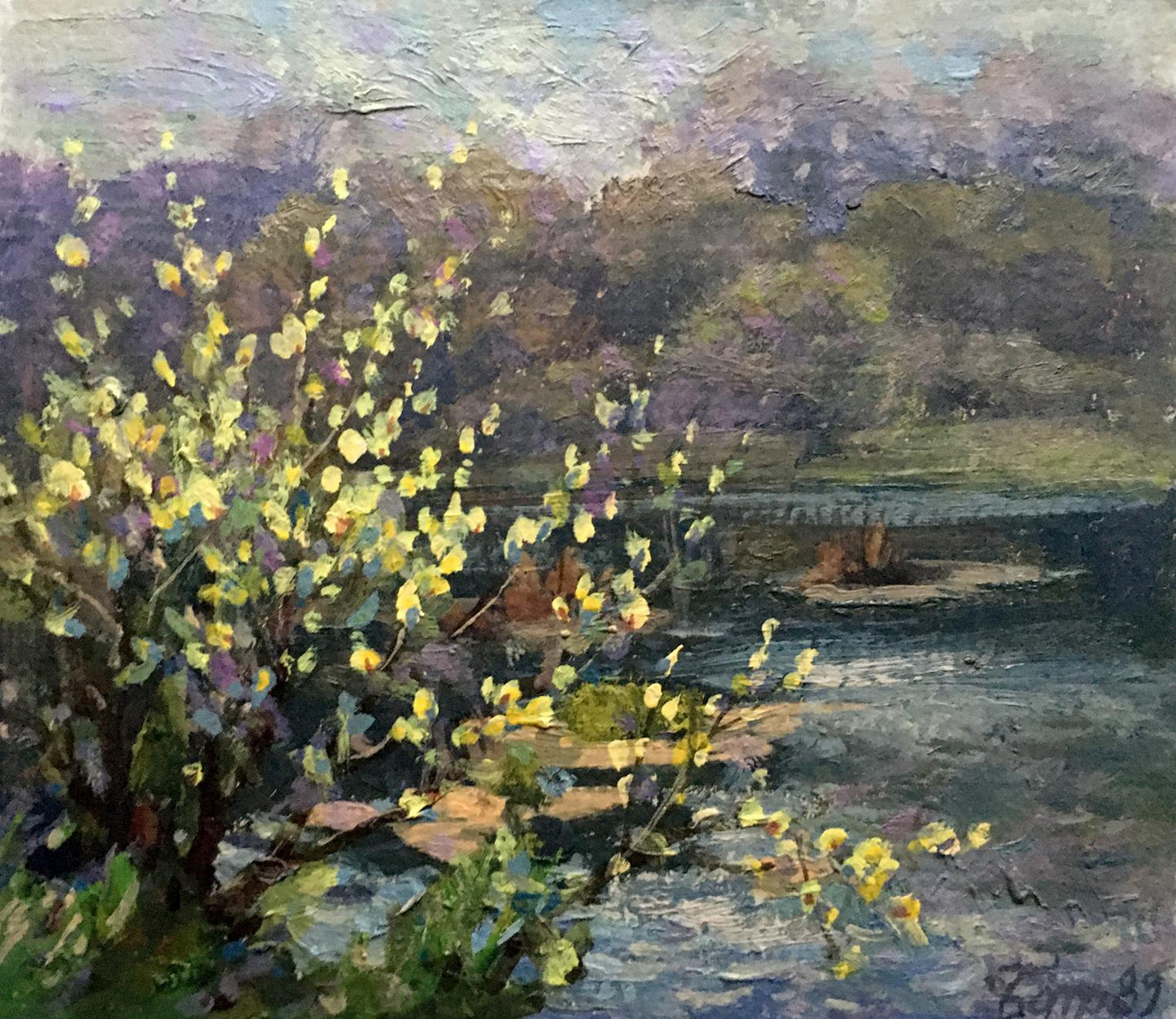 Oil painting Willow blossoms Batrakov Vladimir Grigorievich