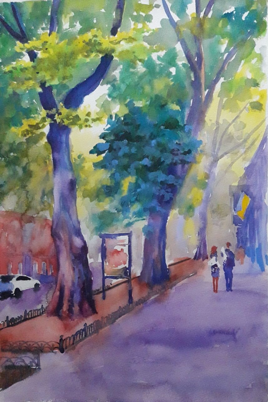 Watercolor painting The streets of Odessa Serdyuk Boris Petrovich