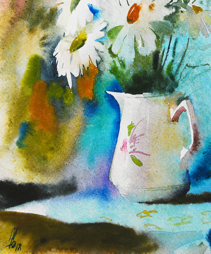 Watercolor painting Chamomile Egor Shvachunov