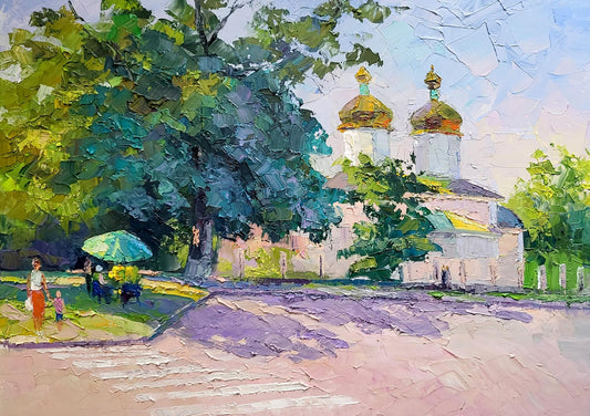 Oil painting Early near the church Serdyuk Boris Petrovich