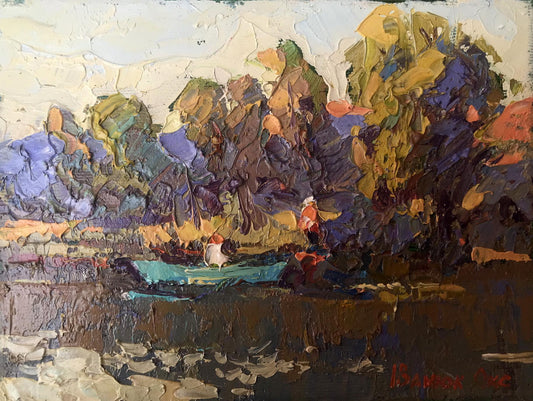Oil painting Above the river Ivanyuk Oksana