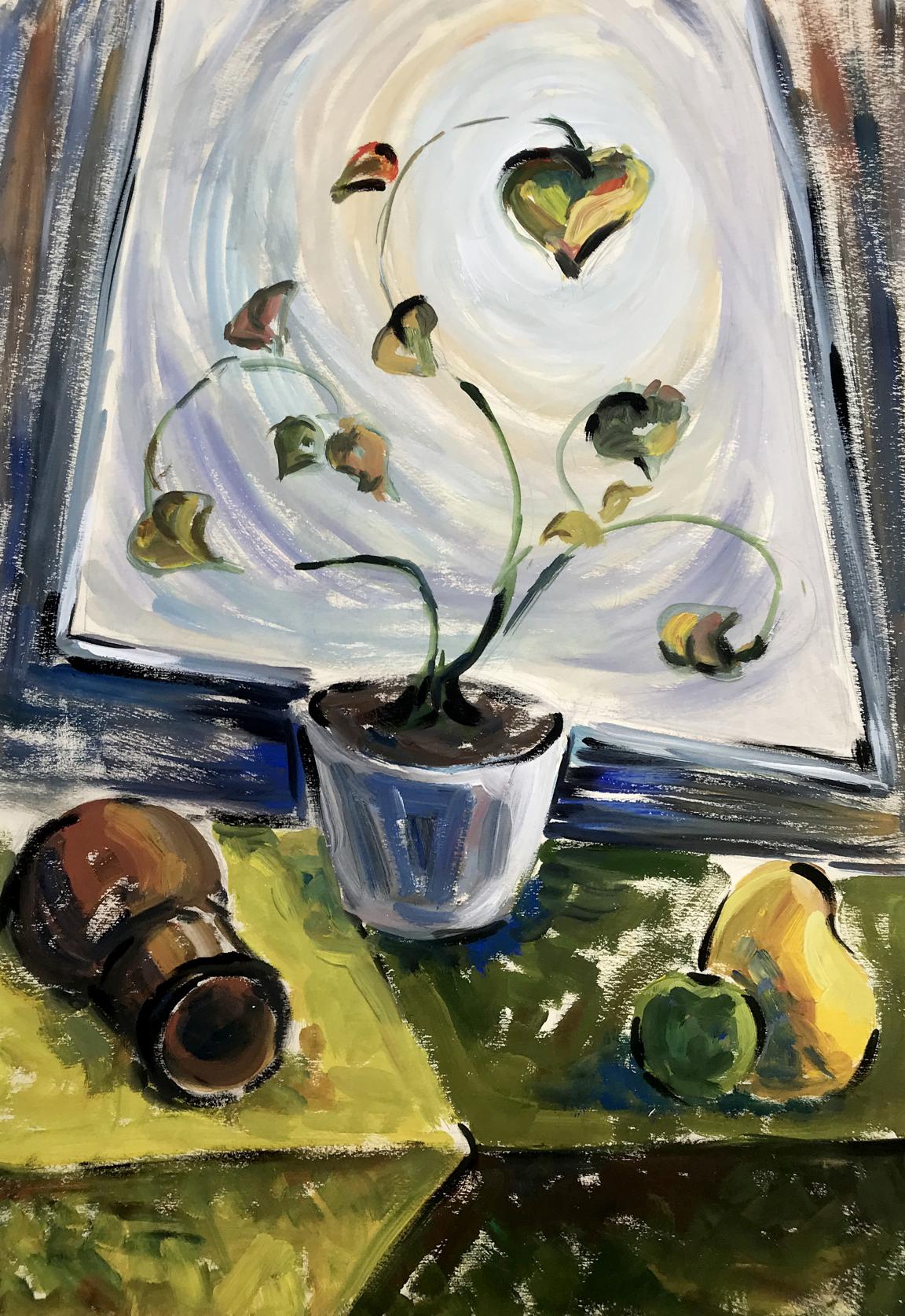 Gouache painting A houseplant Unknown artist