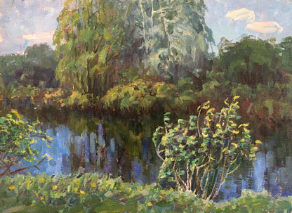 Oil painting River landscape