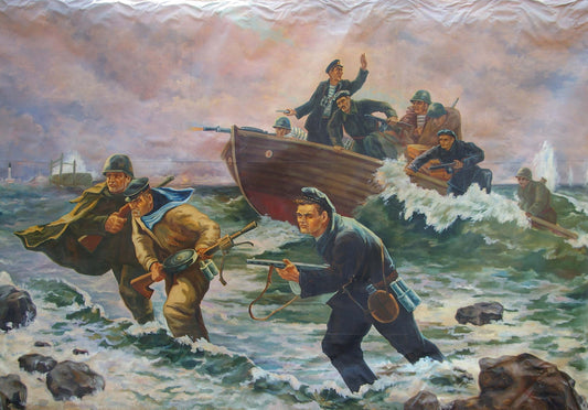 Oil painting Disembarkation of sailors Unknown artist