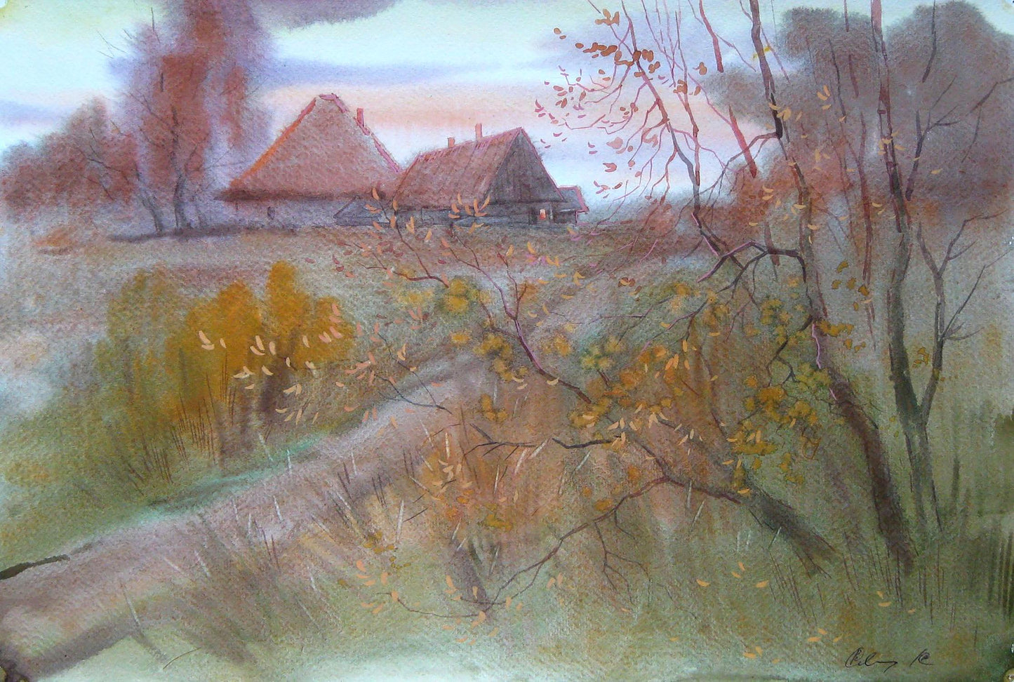 Watercolor painting Native lands Savenets Valery