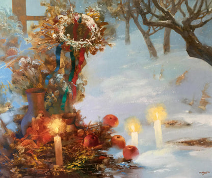Oil painting Christmas Anatoly Borisovich Tarabanov