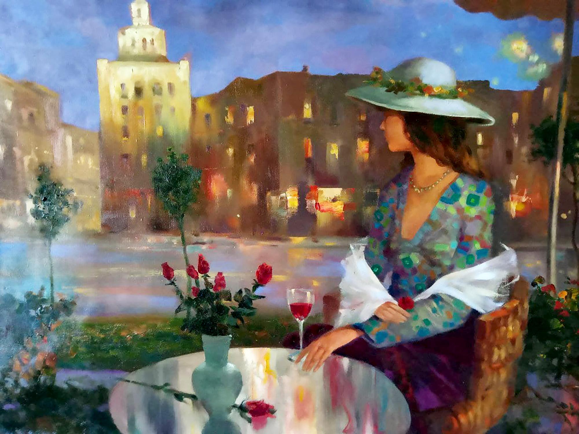 Oil painting Night city Anatoly Borisovich Tarabanov