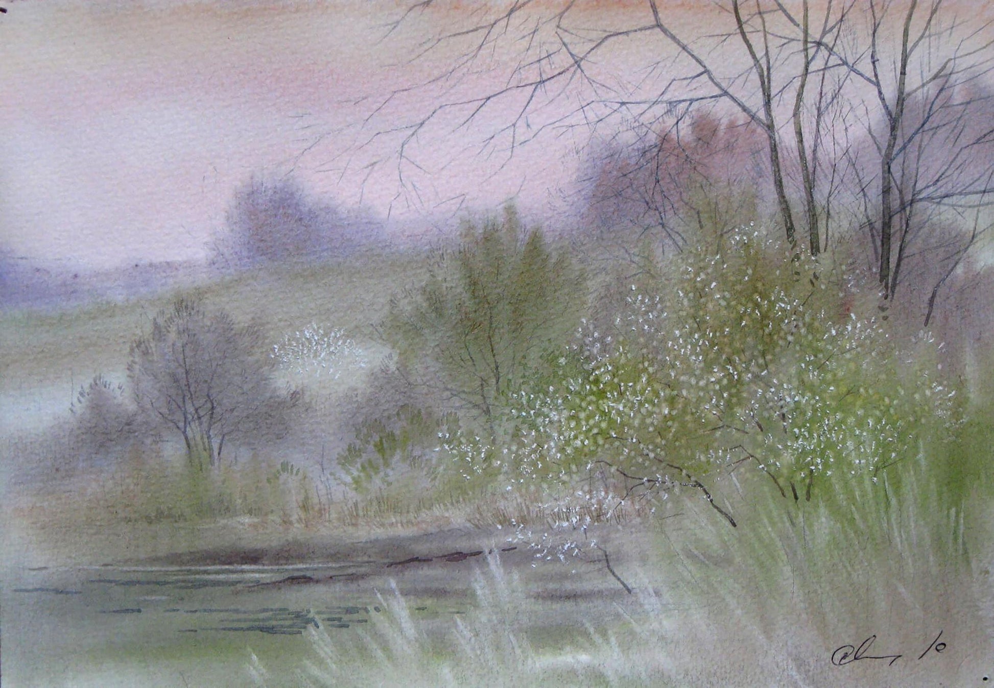 Watercolor painting Spring Savenets Valery