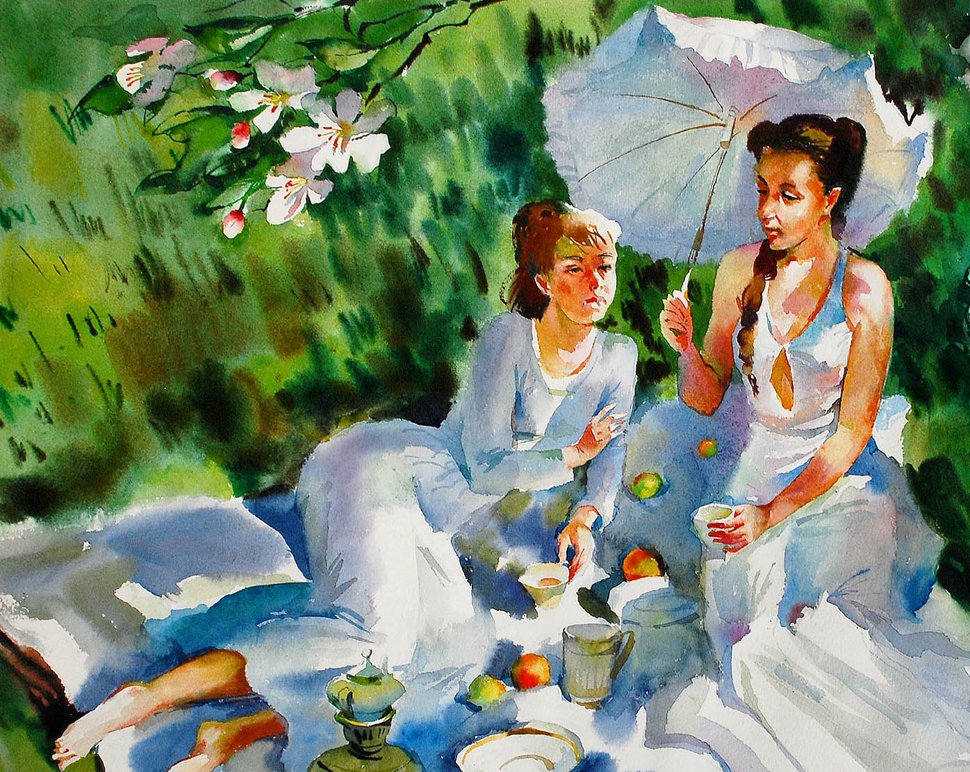 Watercolor painting Picnic Egor Shvachunov