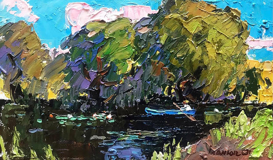 Oil painting Warm evening by the river Ivanyuk Alex