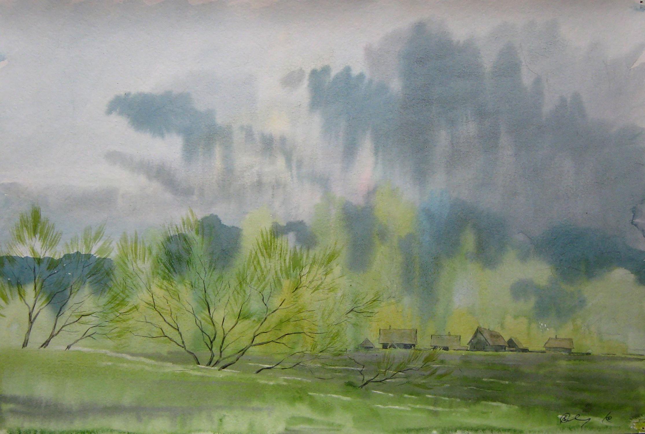 Watercolor painting After a thunderstorm Savenets Valery