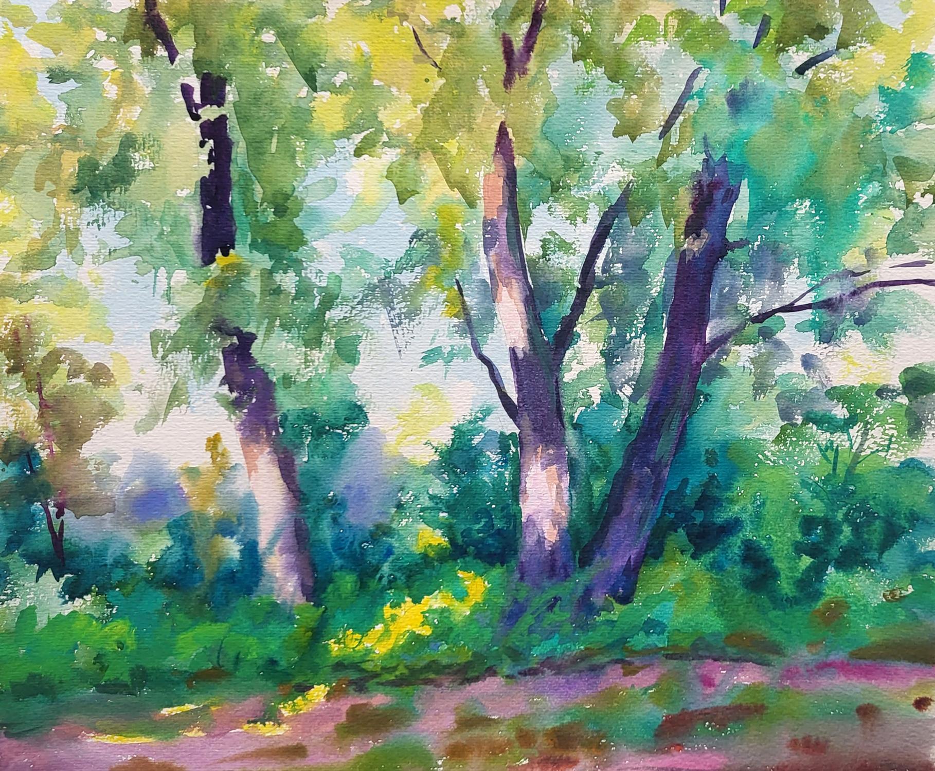 Watercolor painting Willows Serdyuk Boris Petrovich