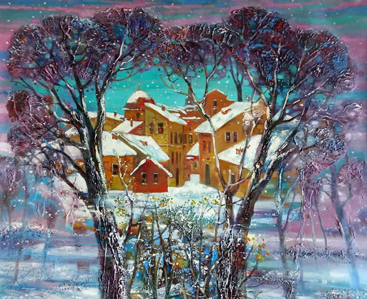 Abstract oil painting Winter Anatoly Borisovich Tarabanov