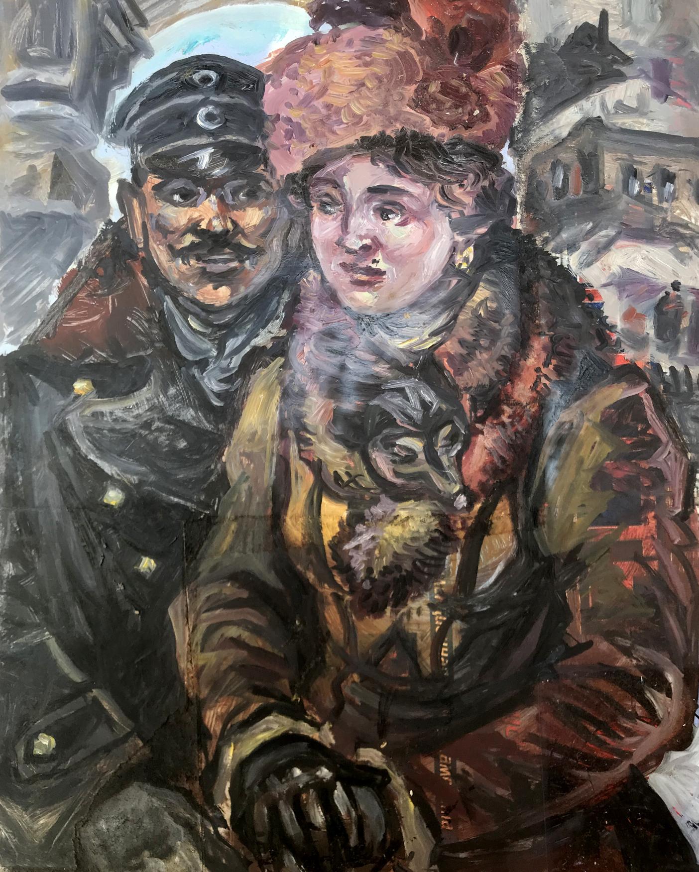 Oil painting Husband and wife Alexander Arkadievich Litvinov