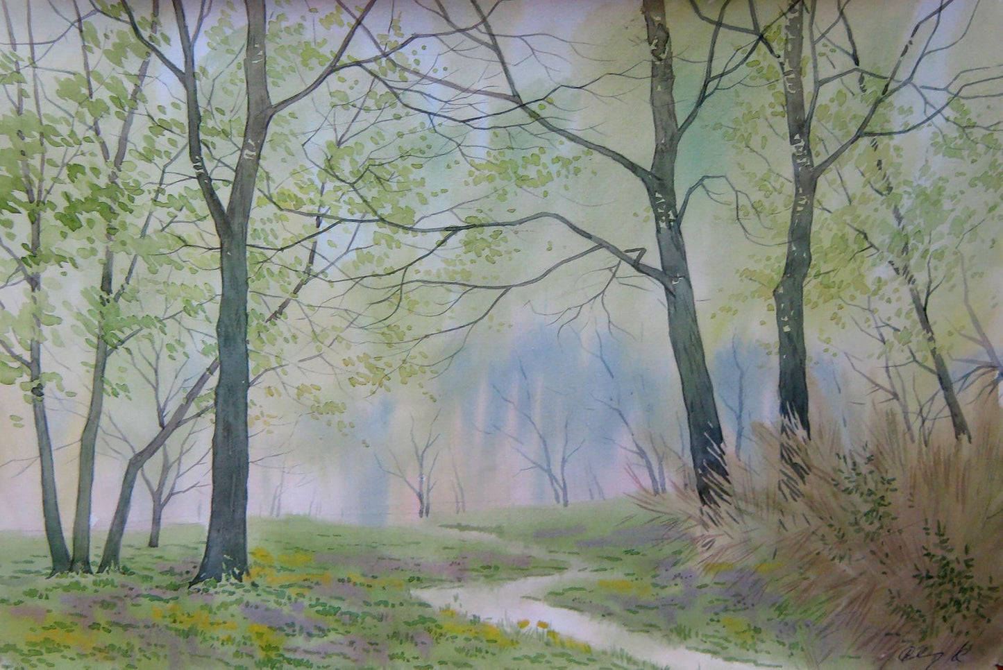 Watercolor painting The trail runs Savenets Valery