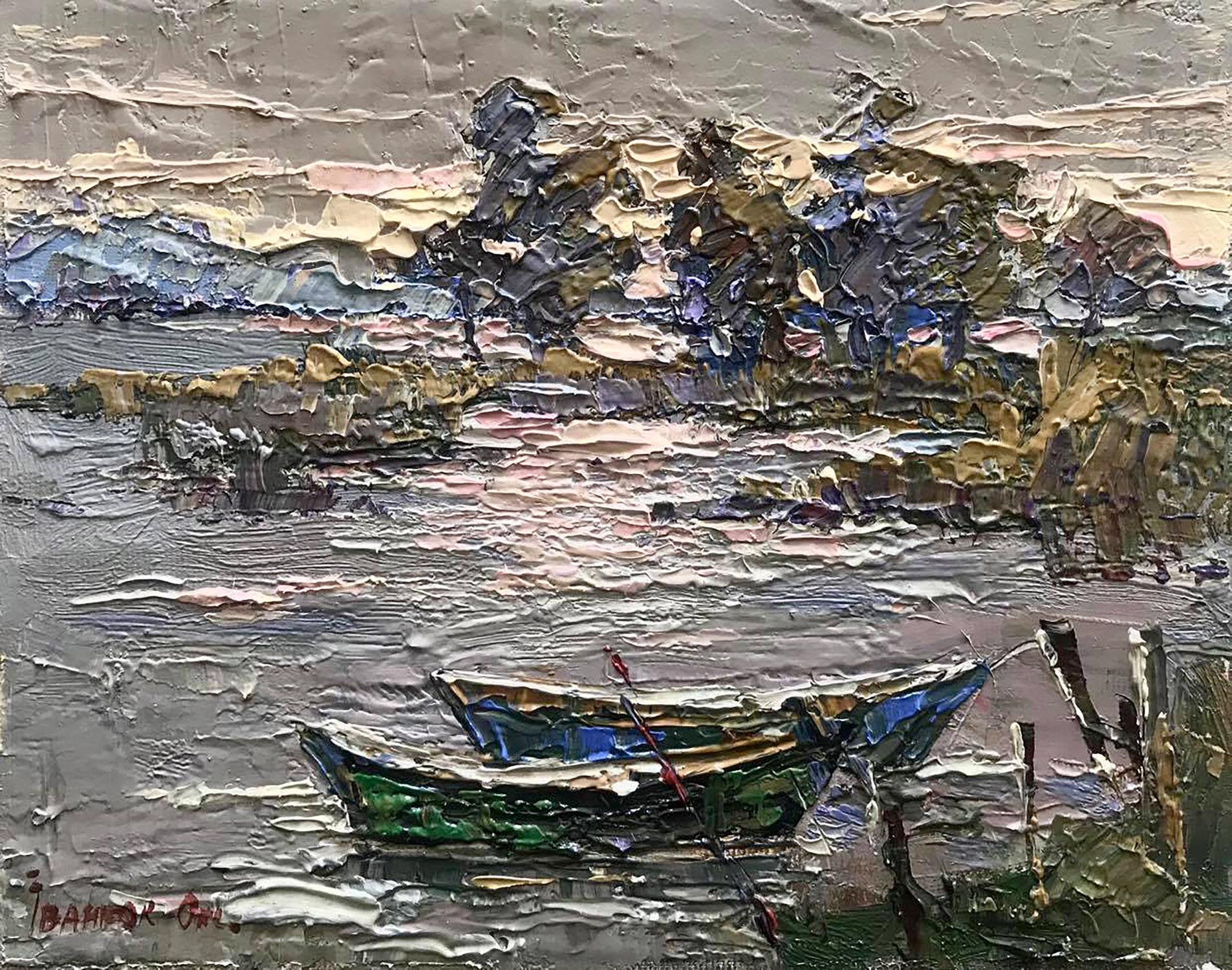 Oil painting Evening on the shore Ivanyuk Oksana