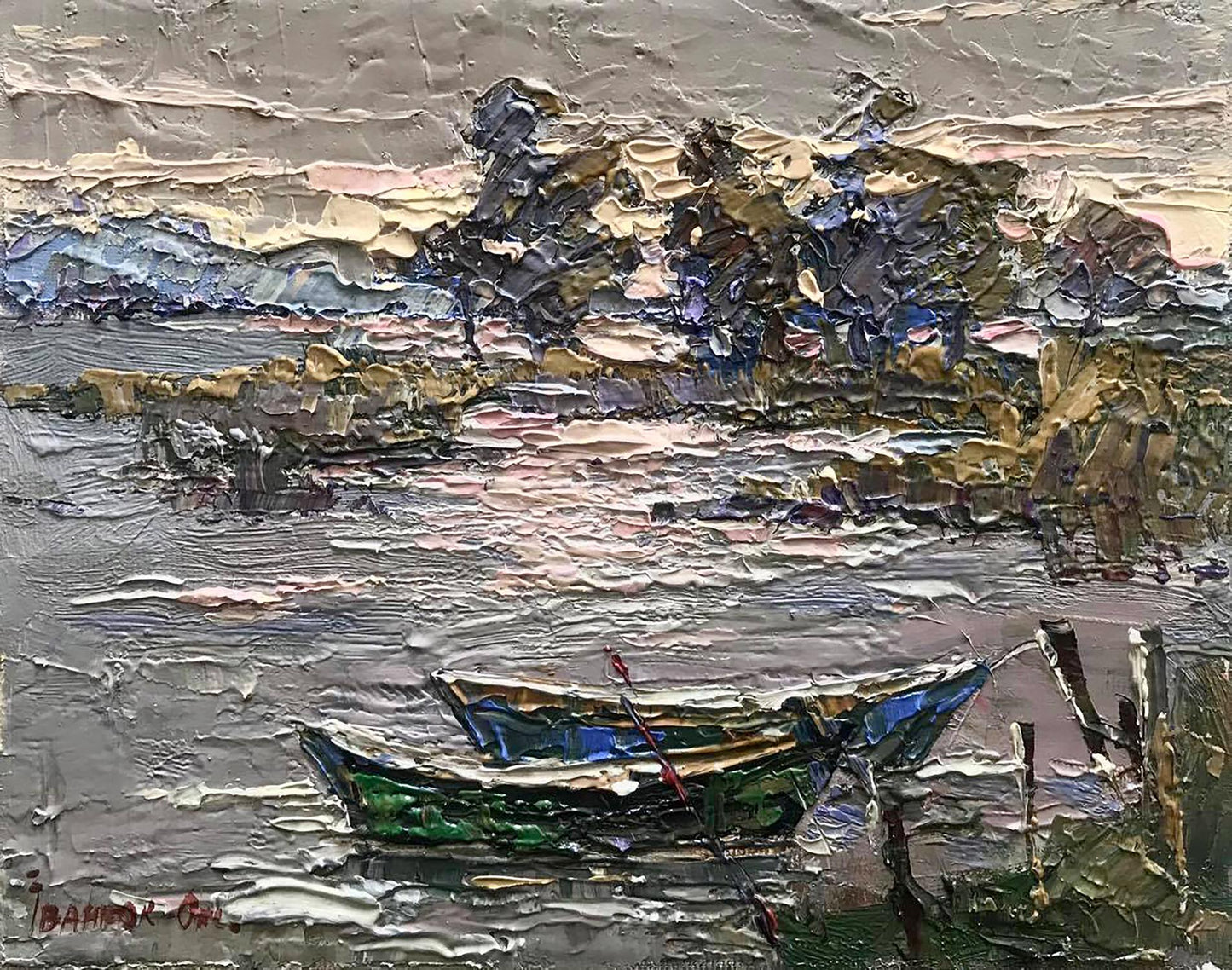 Oil painting Evening on the shore Ivanyuk Oksana