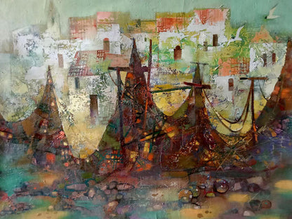 Oil painting Fishing nets Anatoly Borisovich Tarabanov