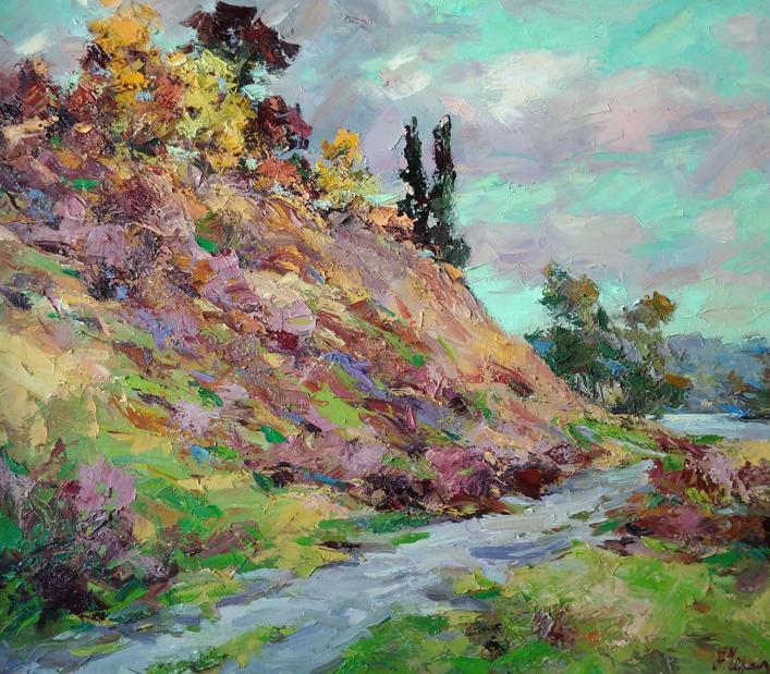 Oil painting Autumn rainy day Alexander Cherednichenko