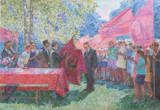 Oil painting Presentation of the Banner Zabelin V.N.