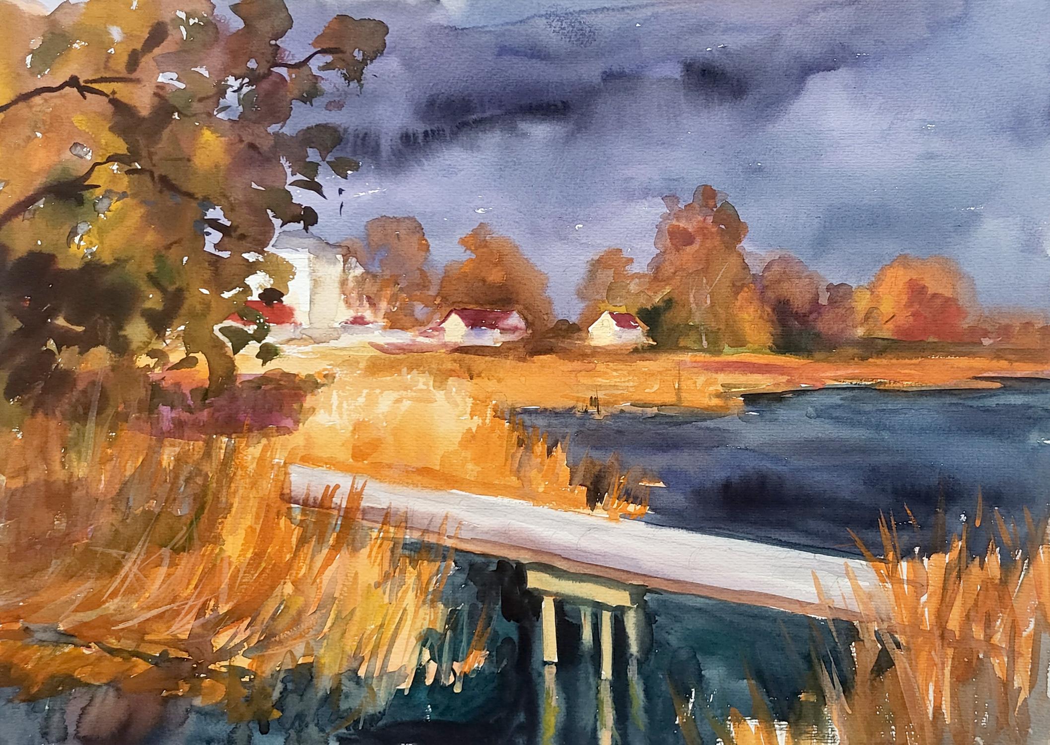 Watercolor painting Autumn Kahamlyk Serdyuk Boris Petrovich