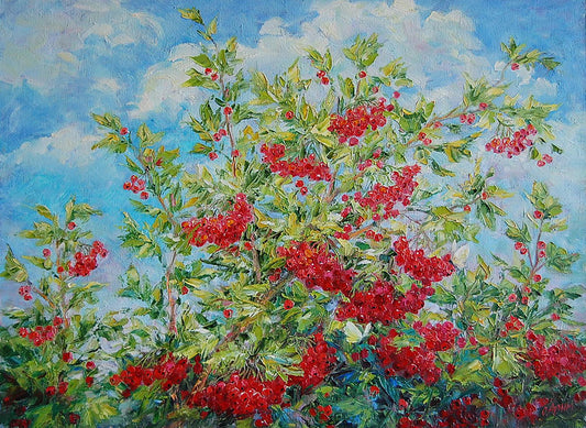 Oil painting Red viburnum Artim Olga