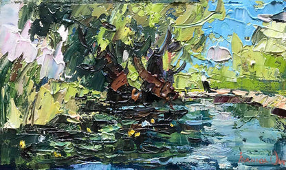 Oil painting In the shade of willows Ivanyuk Oksana
