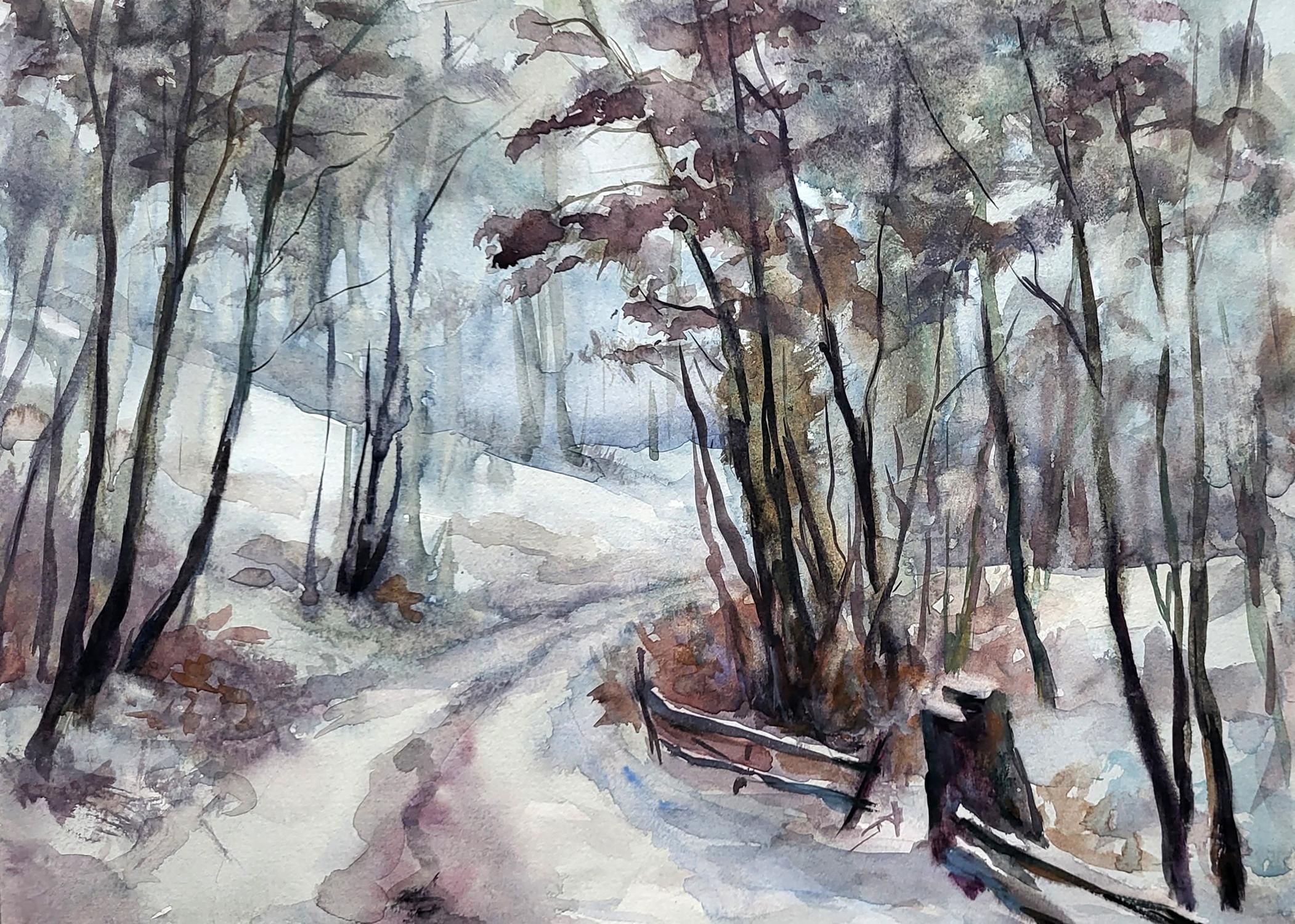 Watercolor painting Winter color Serdyuk Boris Petrovich