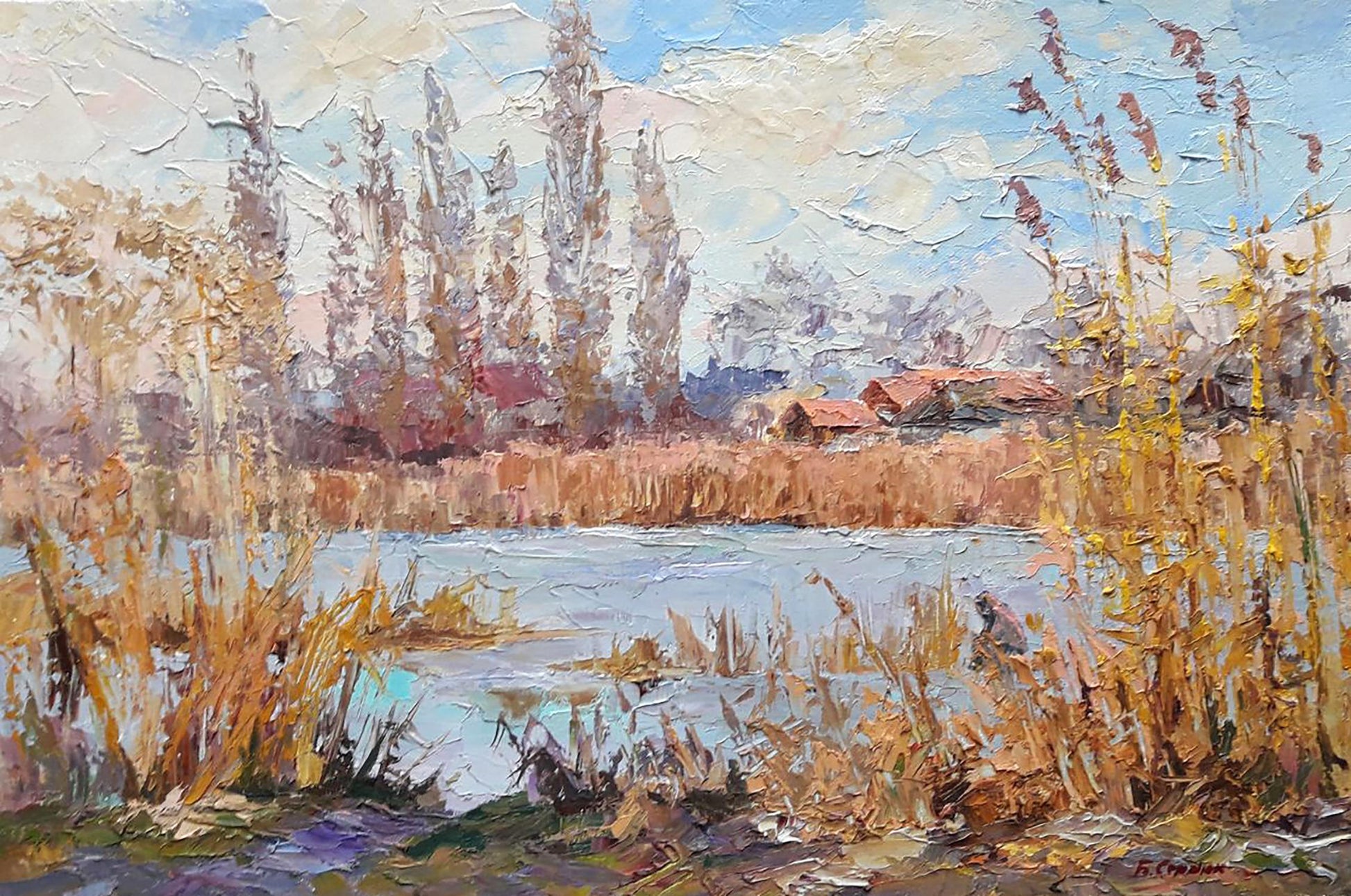 Oil painting Winter fishing Serdyuk Boris Petrovich