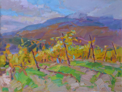Oli painting Autumn vineyards Pereta Vyacheslav