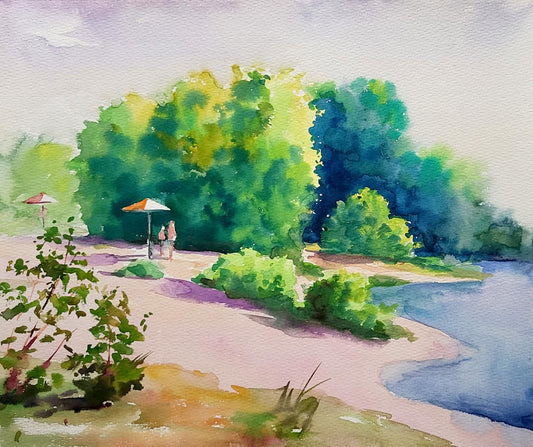 Watercolor painting Morning on the beach Serdyuk Boris Petrovich