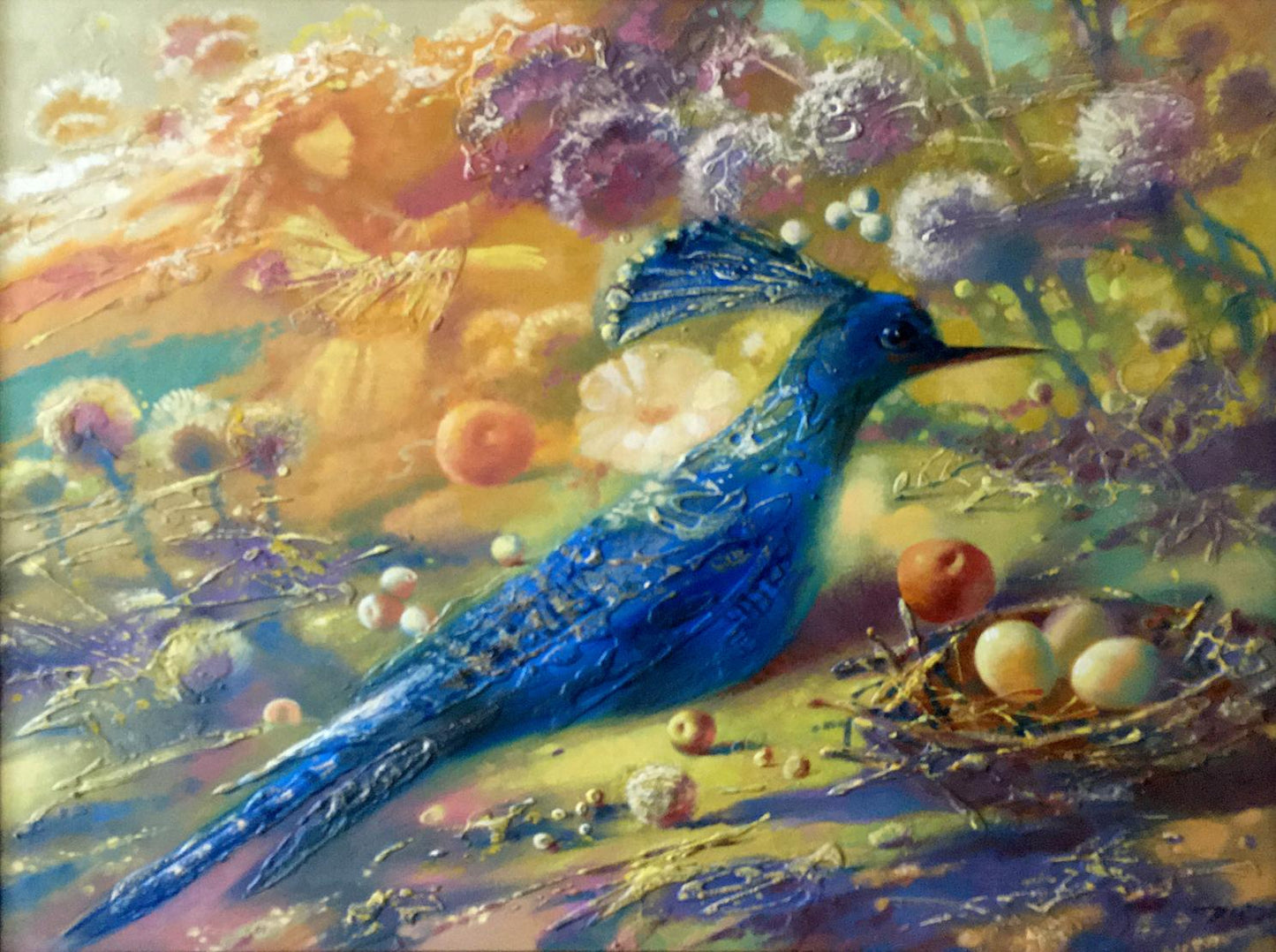 Abstract oil painting Blue bird Anatoly Borisovich Tarabanov