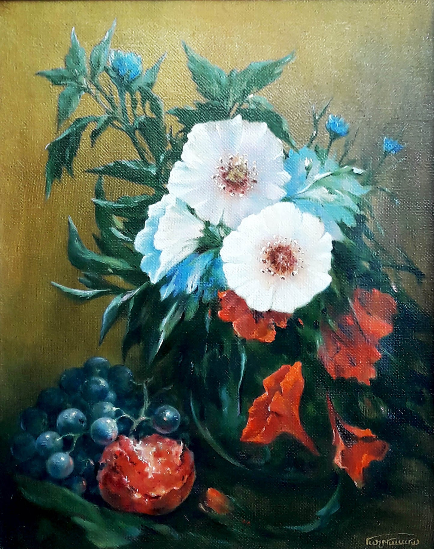 Oil painting Still life with bright flowers Vasily Korkishko