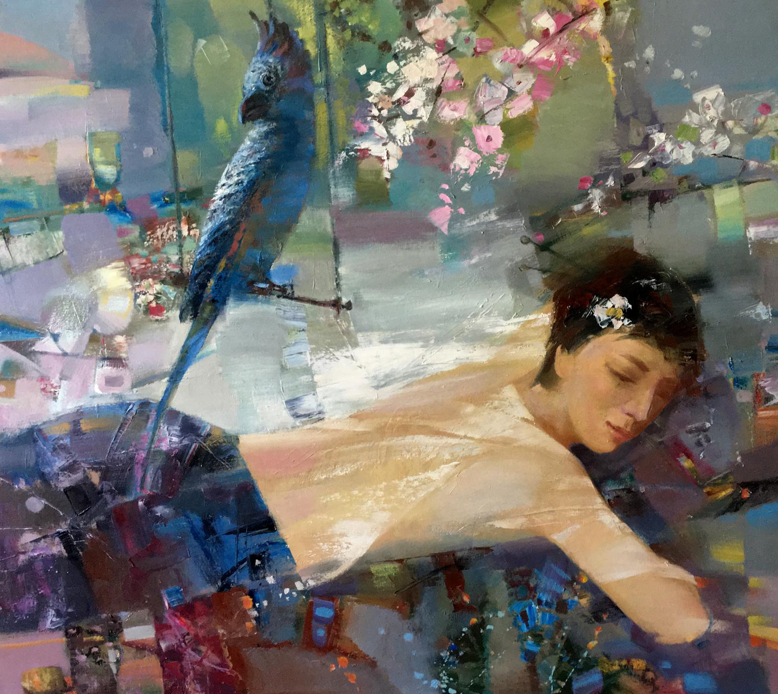 Abstract oil painting Feathered Beauty Anatoly Tarabanov