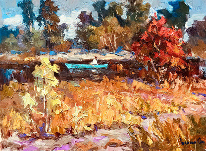 Oil painting Viburnum bush Ivanyuk Oksana