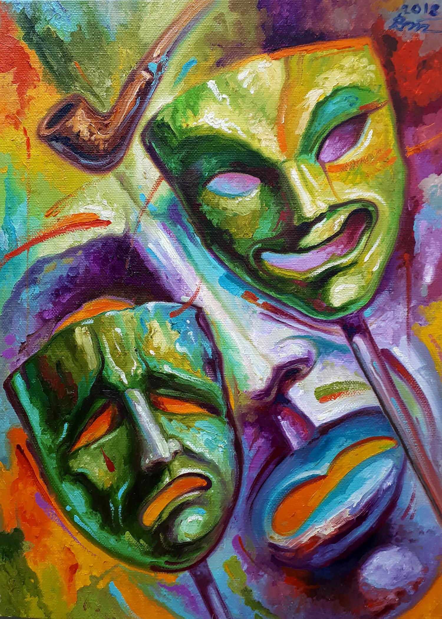 Oil painting Theater masks Sergey Voichenko