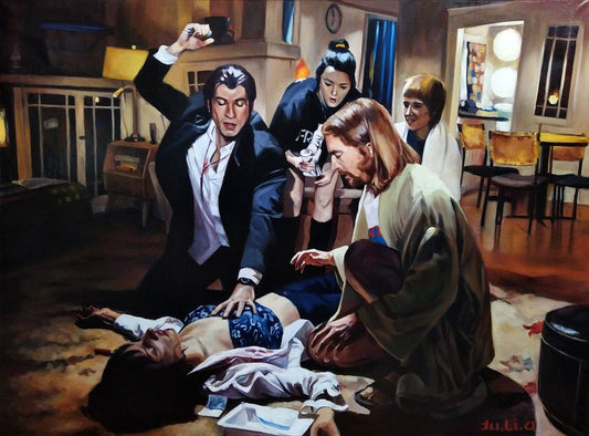 Oil painting Calling an ambulance Yulia Lihina