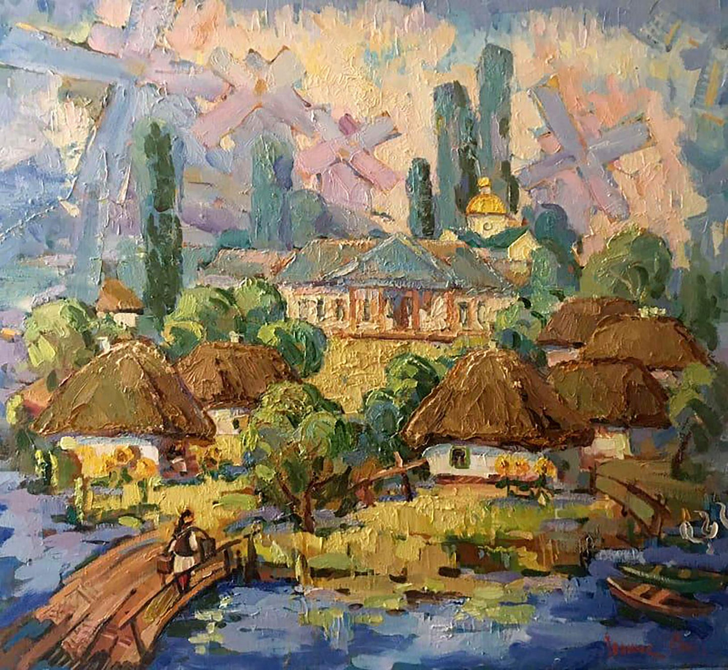 Oil painting Rural landscape Ivanyuk Oksana