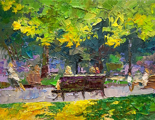 Oil painting On a bench Serdyuk Boris Petrovich