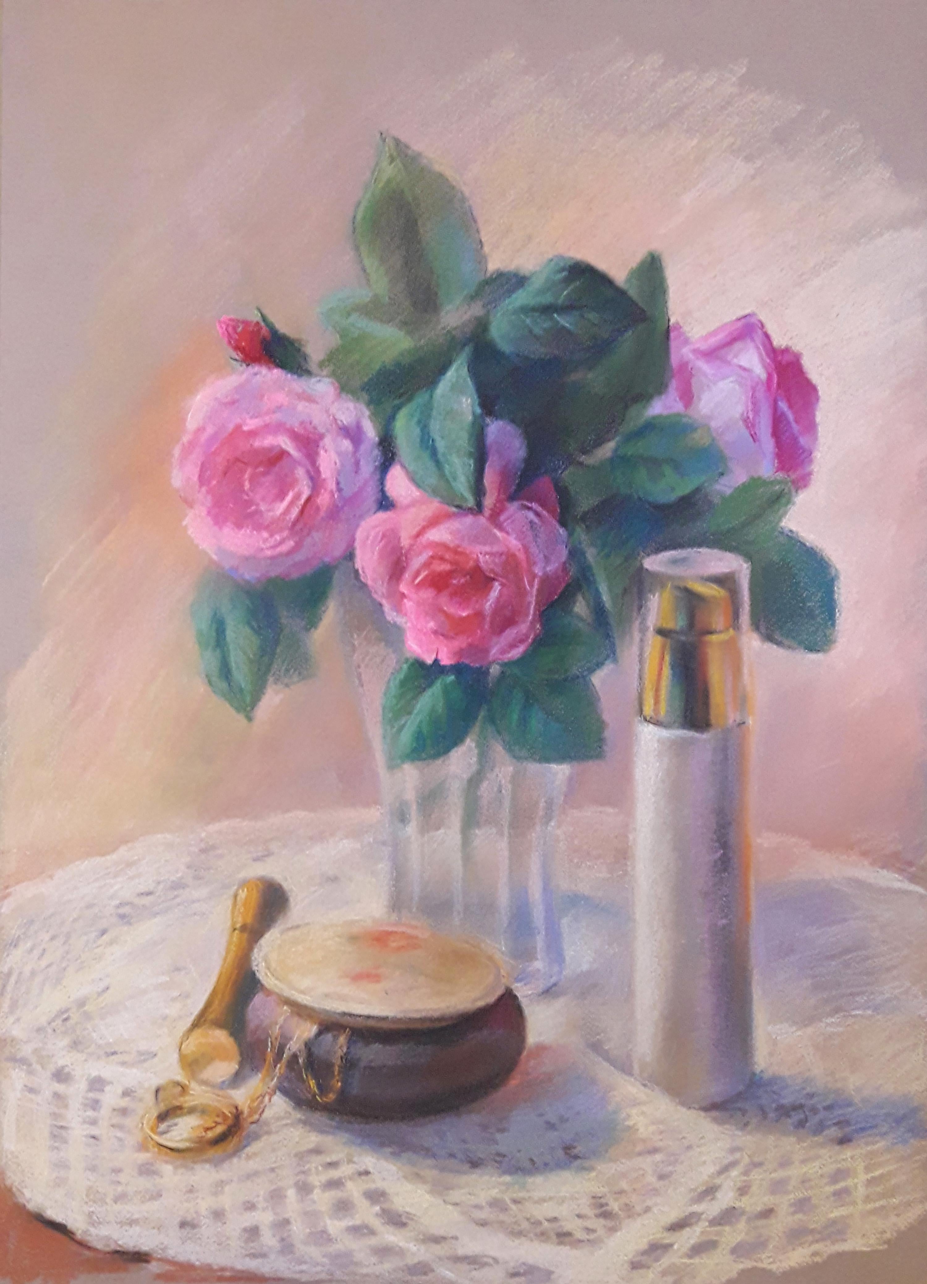 Pastel painting Tea roses Serdyuk Boris Petrovich