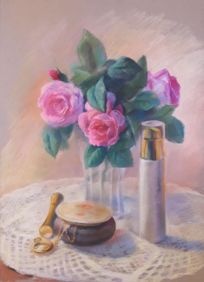 Pastel painting Tea roses Serdyuk Boris Petrovich