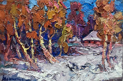 Oil painting Unexpected snow Ivanyuk Oksana