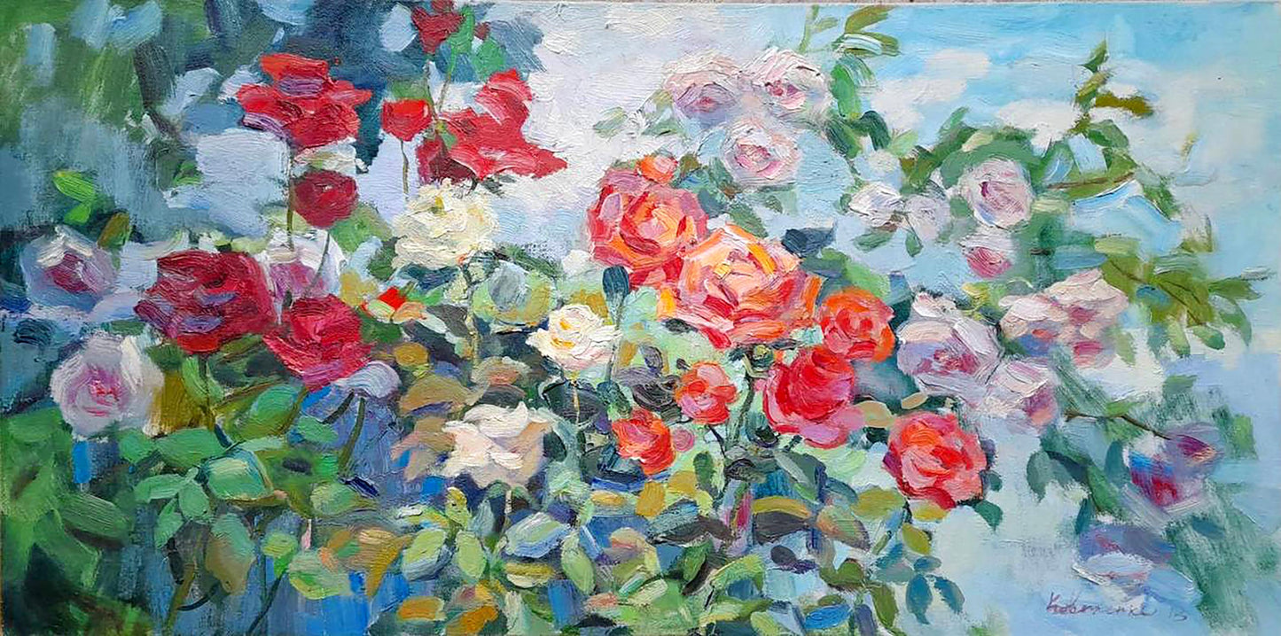Oil painting Roses in the garden Kovalenko Ivan Mikhailovich